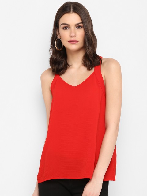 

MIAMINX Women Red Solid Tank Top