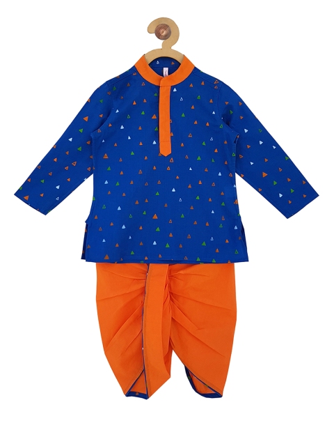 

Campana Boys Blue & Orange Printed Kurta with Dhoti Pants