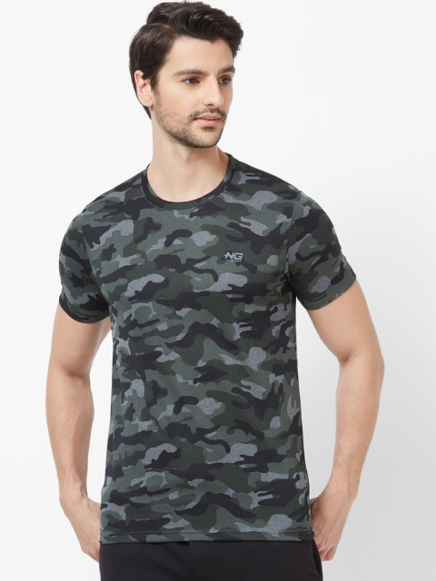 

NEXGEN CLUB Men Olive Green Printed Round Neck T-shirt