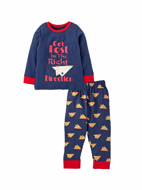 

KiddoPanti Boys Navy Blue & Red Printed Night Suit SS19BNS034
