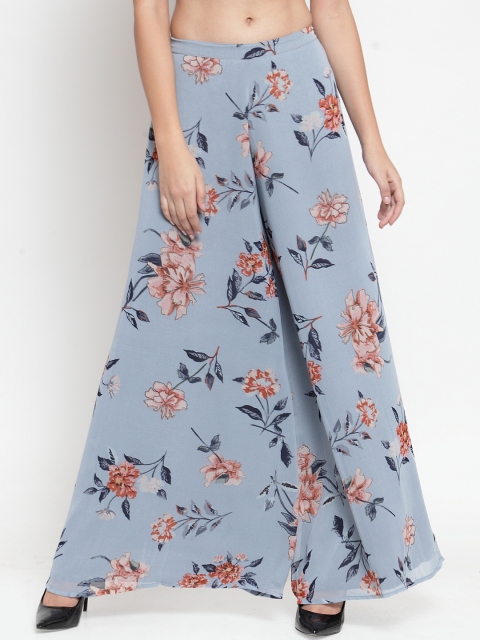 

Just Wow Women Blue Floral Printed Flared Palazzos