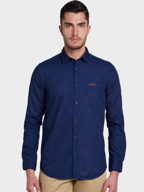 

ColorPlus Men Blue Regular Fit Solid Casual Shirt