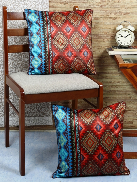 

Reinvention Factory Maroon Set of 2 Geometric Square Cushion Covers
