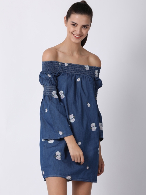 

Blue Saint Women Navy Blue Printed A-Line Dress