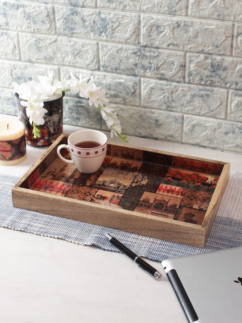 

India Circus by Krsnaa Mehta Brown Printed Wood Serving Tray