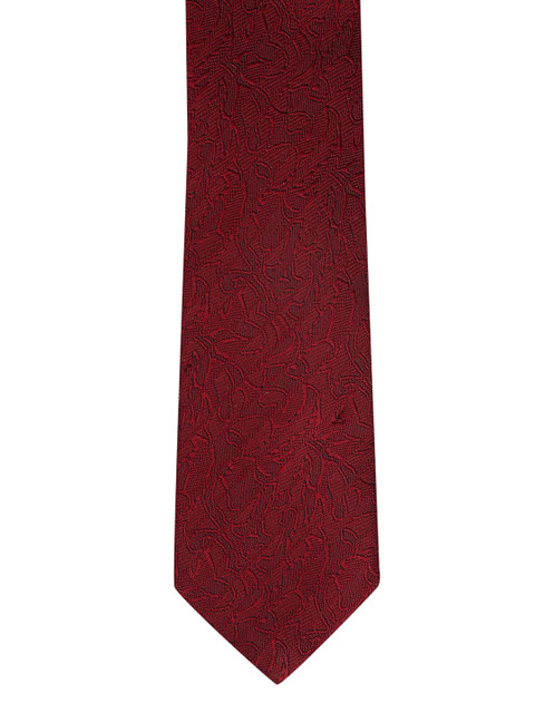 

V Dot Maroon Woven Design Broad Tie