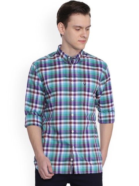 

Allen Solly Men Blue & White Regular Fit Checked Casual Shirt