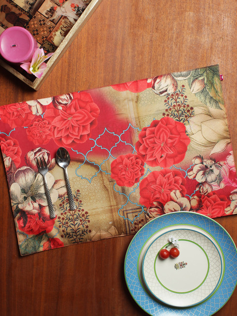 

India Circus by Krsnaa Mehta Set of 6 85 GSM Table Placemats, Red