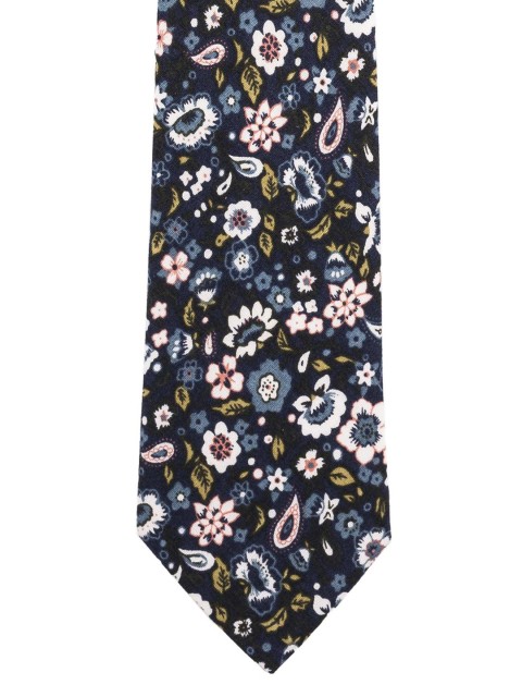 

The Tie Hub Blue & White Printed Skinny Tie