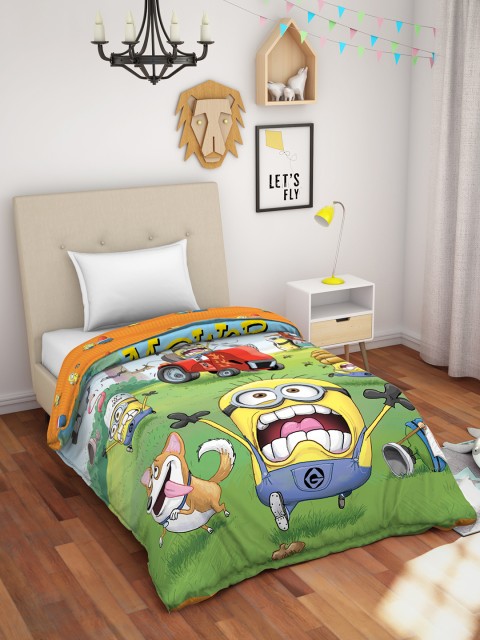 

SPACES Green Cartoon Characters AC Room 150 GSM Single Bed Comforter