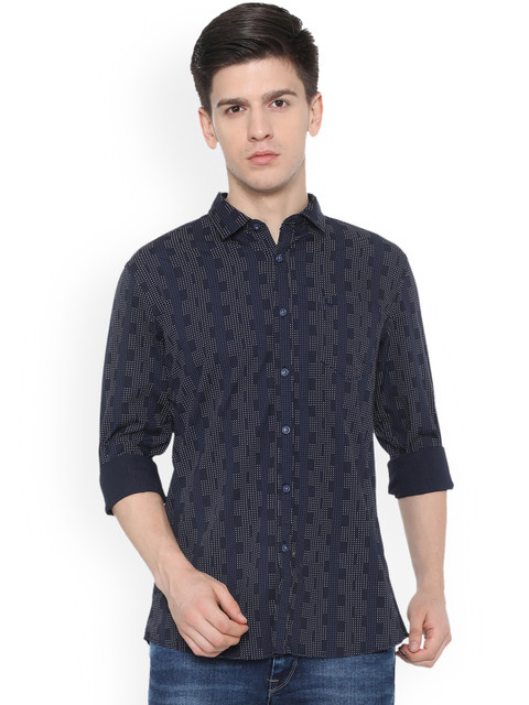 

Solly Jeans Co. Men Navy Blue Regular Fit Printed Casual Shirt