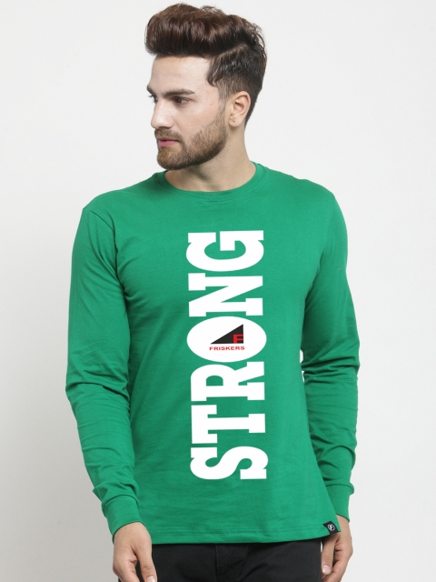 

Friskers Men Green Printed Round Neck T-shirt