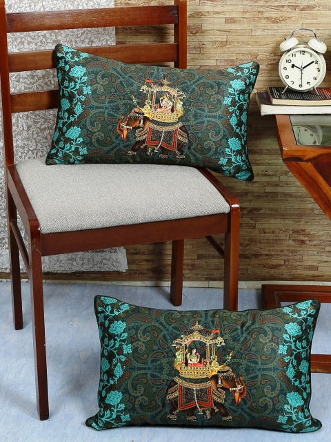 

Reinvention Factory Green Set of 2 Ethnic Motifs Rectangle Cushion Covers