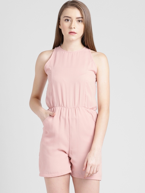 

Trend Arrest Peach-Coloured Solid Playsuit