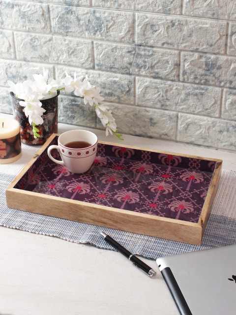 

India Circus by Krsnaa Mehta Lavender & Brown Printed Wood Serving Tray