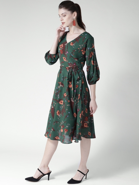 

20Dresses Women Green Printed Wrap Dress