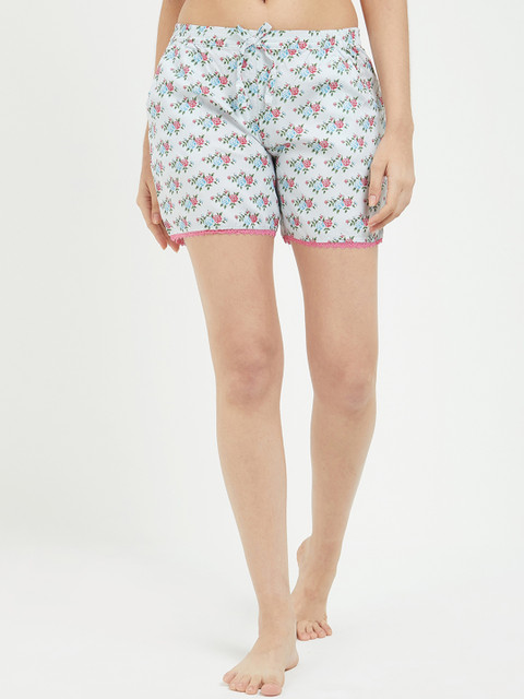 

Fruit of the loom Women Blue Printed Regular Fit Regular Shorts