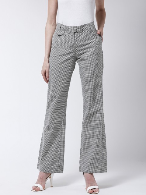 

MAGRE Women Green Regular Fit Checked Bootcut Trousers