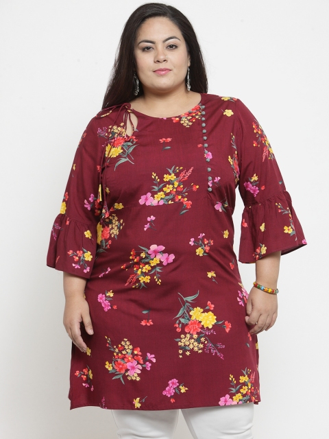 

plusS Women Maroon Printed Tunic