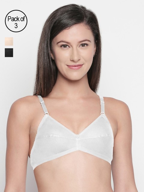 

Bodycare Pack of 3 Solid Non-Wired Non Padded Everyday Bra E5514BSW, White