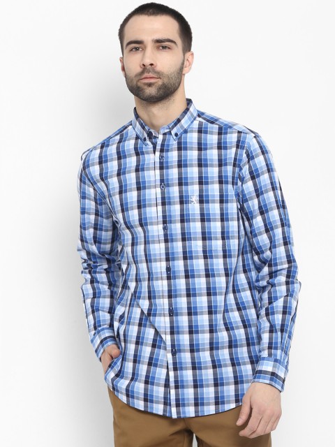 

Red Tape Men Blue & White Regular Fit Checked Casual Shirt
