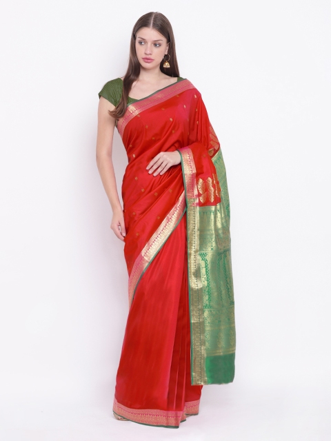 

Chhabra 555 Red Poly Silk Woven Design Narayan Peth Saree
