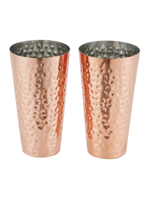 

SONG BIRD Set of 2 Copper-Toned Textured Stainless Steel Glasses