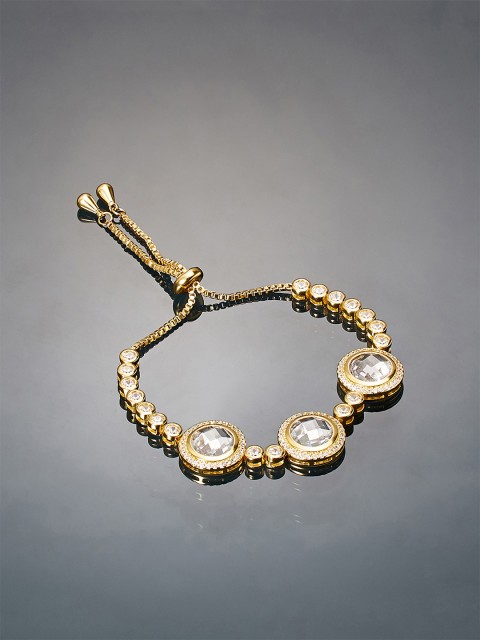 

shaze Gold-Toned Brass Gold-Plated Antique Bangle-Style Bracelet