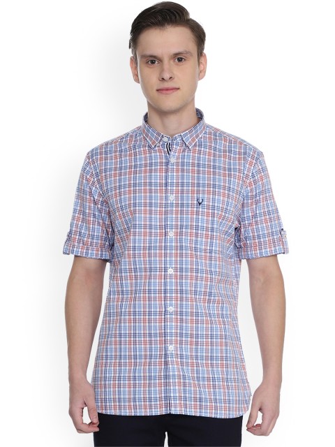 

Allen Solly Men Blue & White Regular Fit Checked Casual Shirt