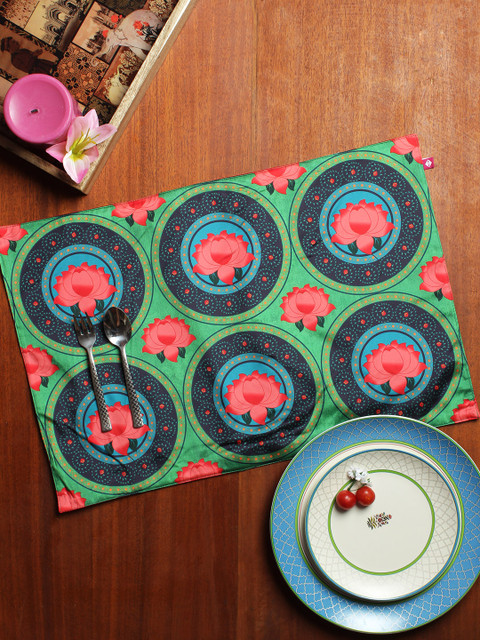 

India Circus by Krsnaa Mehta Set of 6 85 GSM Table Placemats, Green