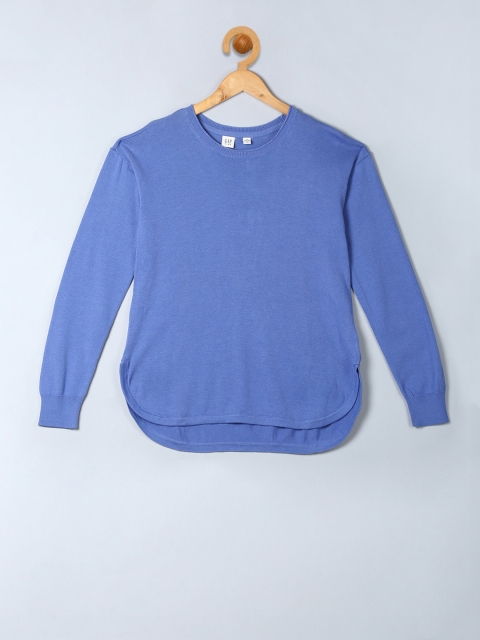 

GAP Girls Blue Solid Hi-Lo Crew Sweater