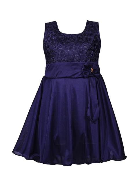 

Wish Karo Girls Navy Blue Embellished Fit and Flare Dress