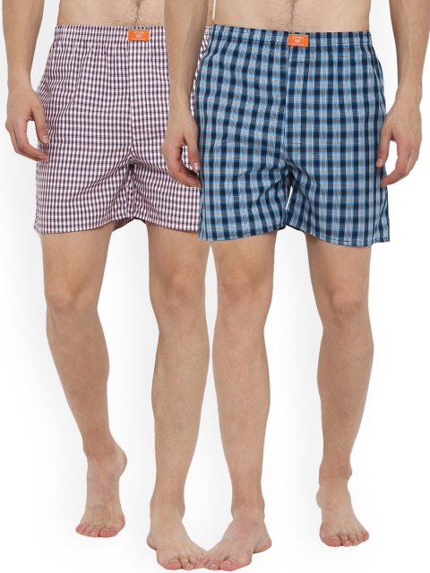 

Joven Men Pack of 2 Checked Boxers PRO2N004, Blue