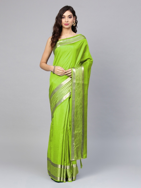 

Chhabra 555 Lime Green Art Silk Solid Saree