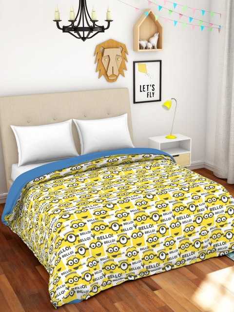 

SPACES Blue & Yellow Cartoon Characters AC Room 150 GSM Single Bed Dohar