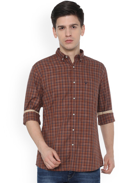 

Allen Solly Men Brown Slim Fit Checked Casual Shirt