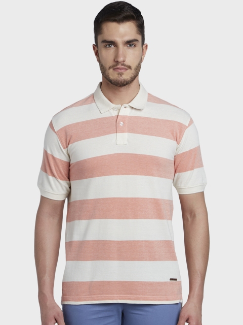 

ColorPlus Men Pink Striped Polo Collar T-shirt