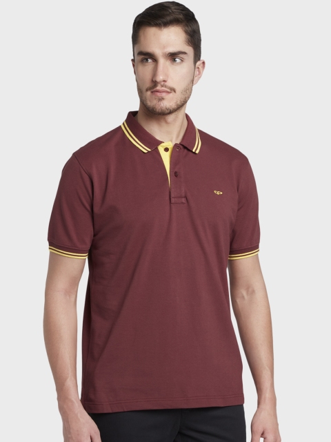 

ColorPlus Men Brown Solid Polo Collar T-shirt