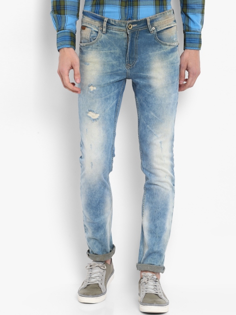 

Mufti Men Blue Slim Fit Mid-Rise Low Distress Stretchable Jeans