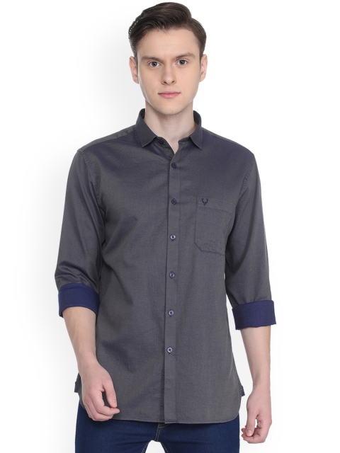 

Allen Solly Men Grey & Blue Slim Fit Self Design Casual Shirt