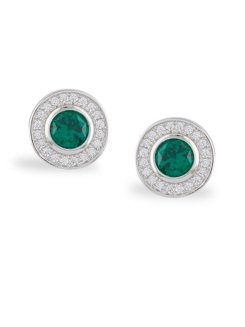 

bebe Silver-Plated & Green Circular Studs