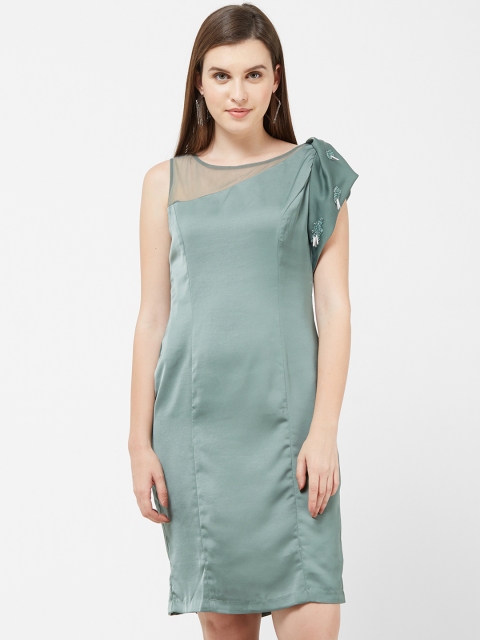 

Soie Women Olive Green Solid Sheath Dress