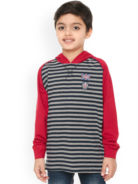

BodyGlove Boys Red & Black Striped Hood T-shirt