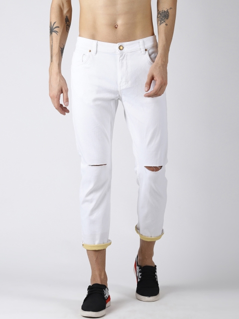 

Blue Saint Men White Slim Fit Mid-Rise Slash Knee Jeans