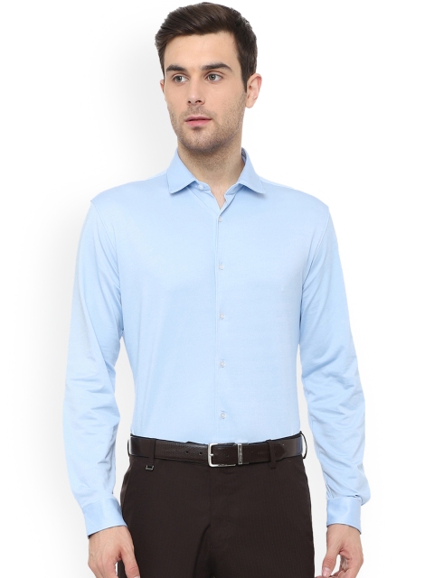 Van Heusen Men Blue Slim Fit Solid Formal Shirt