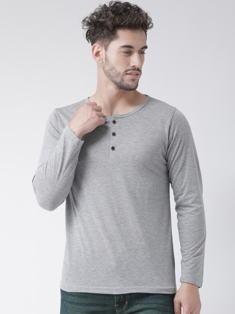 

Tinted Men Grey Solid Henley Neck T-shirt