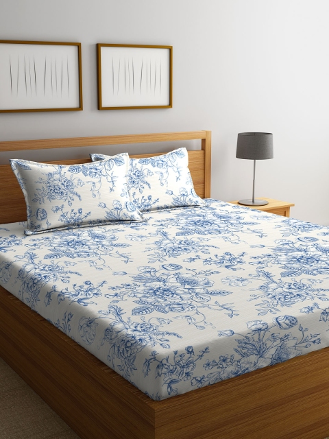 

STELLAR HOME Blue & White Printed 104 TC Cotton King Bedsheet with 2 Pillow Covers