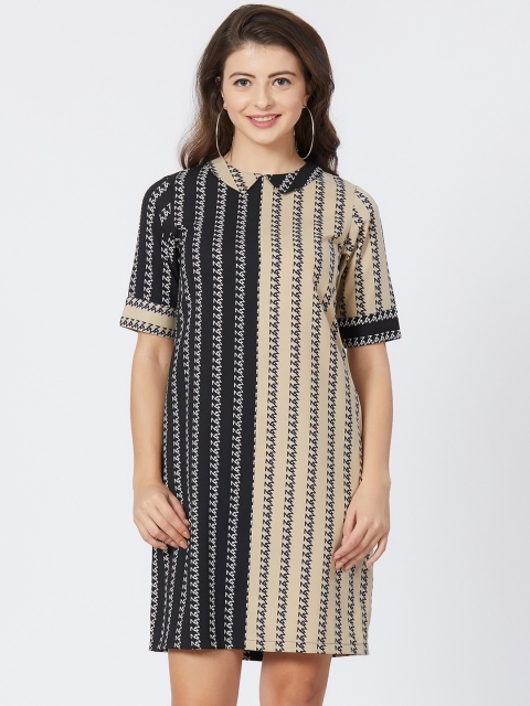 

Soie Women Beige Printed Shirt Dress