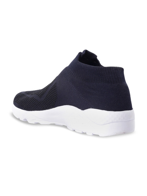 

bacca bucci Men Navy Blue Woven Design Mesh Mid-Top Slip-On Sneakers