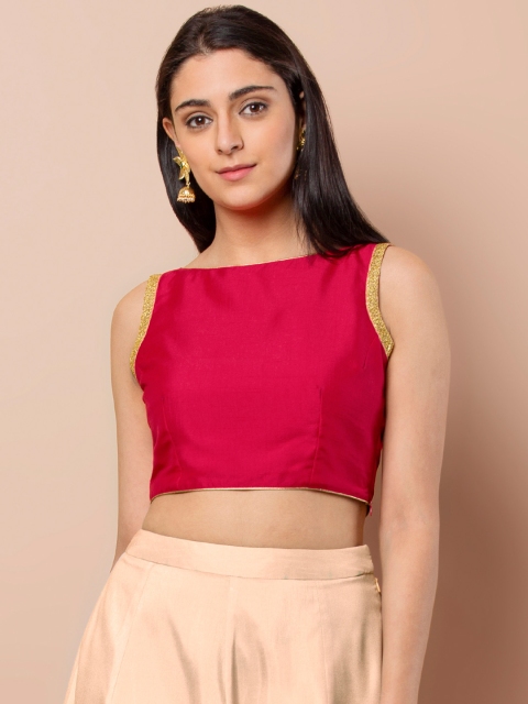 

INDYA Women Pink Solid Crop Top